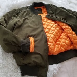 Army green bomber jacket
